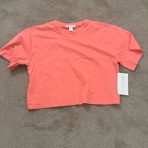 Athleta True Cotton Crop Tee in Coral